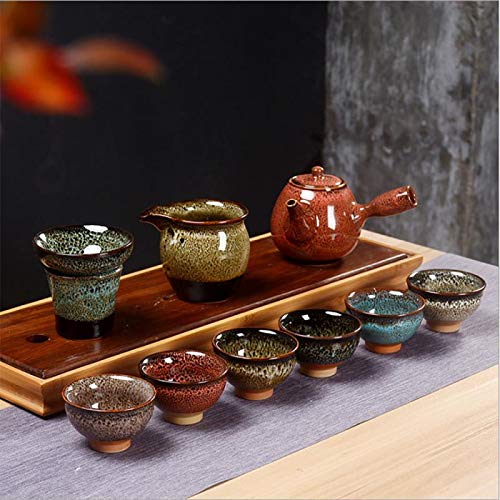 6pc Ceramic Kung Fu Tea Set, Japanese Tea Cup, Sake Cup, 2.1oz Capacity, 6 Colors - color: 6 colors