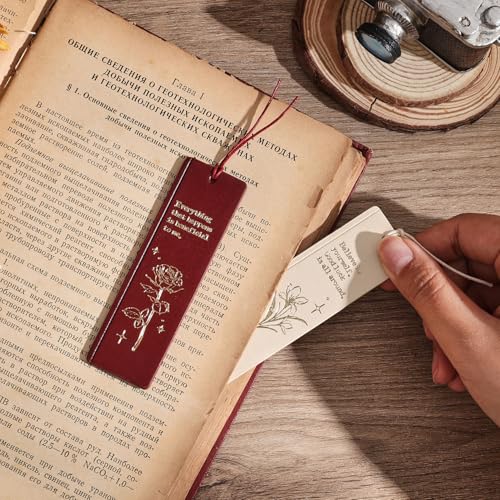 4 PCS Vintage Leather Bookmarks with Gift Box for Women - color: 4pcs Gift Box