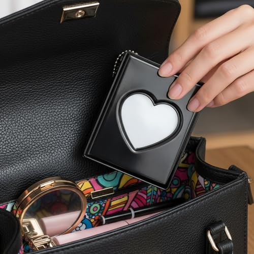 Photocard Album,3 Inch Mini Heart Hollow Photocard Binder,Black