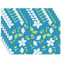 Yellow and White Flowers Placemats Set of 6 12x18 Inch - color: Light Blue, size: Set of 6