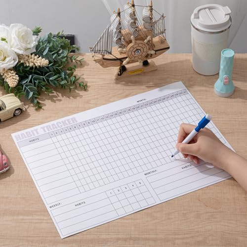 Maitys Habit Tracker 12x16" Magnetic Dry Erase Board with Markers Eraser
