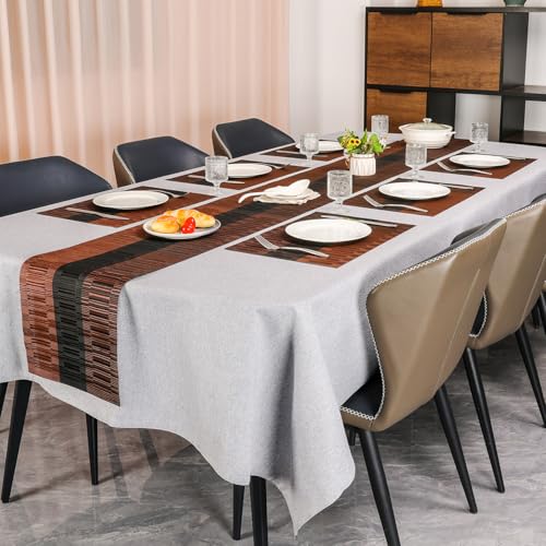 Placemats Set of 4, Vinyl Woven Heat-Resistant Place Mats - color: Black Brown, size: Set of 4