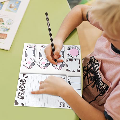 Xqumoi I Just Really Like Cow Sticky Notes Set, 550 Sheets, Cute Pink Cow Shaped Self-Stick Notes Pads Barnyard Farm Animal Divider Tabs Bundle Writing Memo Pads Back to School Office Supplies - color: 1pack-cow