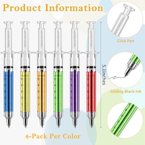 Leery Nurse Gifts 48 PCs - Medical Novelty Pen Set with 24 Syringe Pens, 12 Pill Pens, 12 Blood Bag Sticky Notes - Funny Office & Nursing School Supplies for Nurses, Students, Doctors (48)