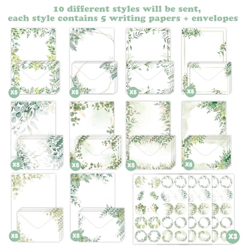 160 Pcs Stationery Paper Envelopes Set - color: Tree Leaf