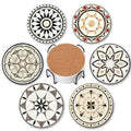 Baalaka Coasters Set of 6 with Holder, 4 in Absorbent Ceramic Boho Mats