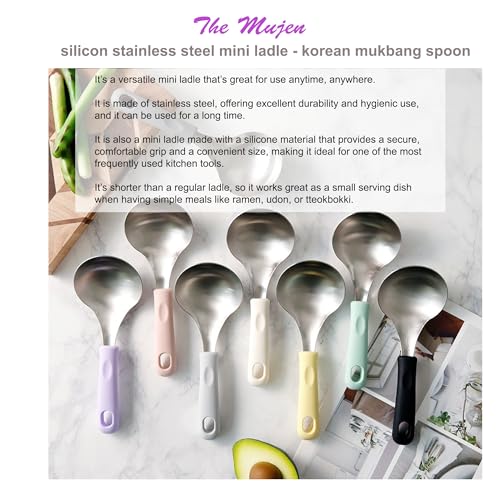 Korean Serving Spoon Stainless Steel Ladle 먹방 스푼 미니 국자 - color: Pink