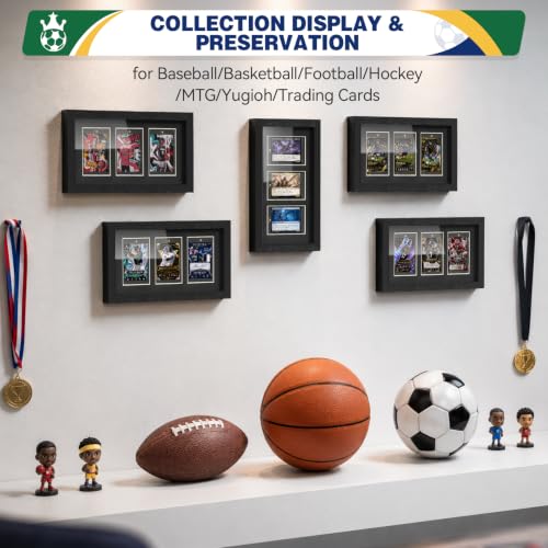 Trading Card Display Frame with Magnetic Card Holder UV Protection - size: 3 Card-Black
