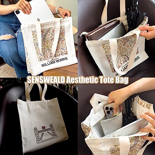 Canvas Tote Bag For Women With Zipper, Durable Portable Reusable Tote Canvas Bag, Tote Bag Aesthetic - color: Morris B