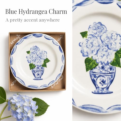 Mud Pie Ceramic Hydrangea Tidbit Plate - color: Blue