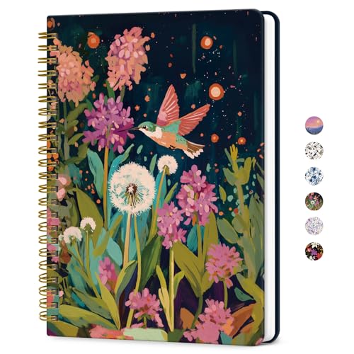 ZOTIA Lined Spiral Journal for Women, A5 Pretty Hardcover Notebook for Work, School & Office Writing, Aesthetic Writing Journal College Ruled, 140 Pages, 5.8" x 8.3", Humming Glow - color: Q-Humming Glow