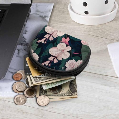 IBILIU Small Coin Purse Flower With Black Background Mini Wallet Coin Pouch Change Purse For Women Men - color: Coinp-009