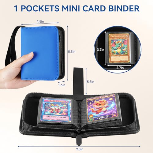 Mini Card Binder, EDUDIIU Single Pokemon Card Binder - color: Blue