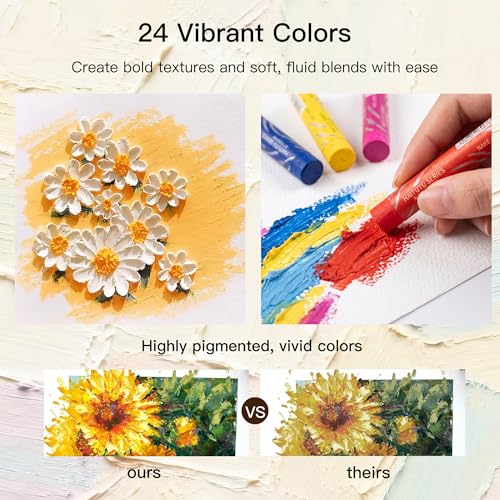 rubens 57 PCS Soft Oil Pastels Kit for Beginner Drawing - color: 24 Colors Set