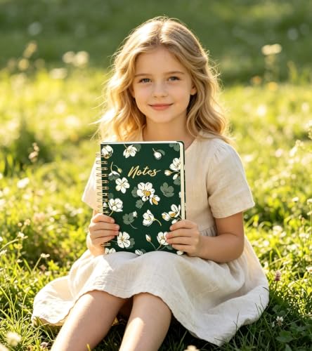 A5 Spiral Notebook Cute Lined Planner Ruled Notepad Journal for Writing - color: White Flower