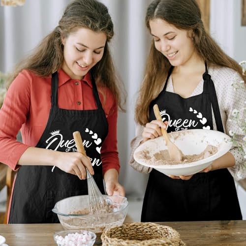Rosoz Funny BBQ Black Chef Aprons for Men Adjustable Kitchen Cooking Aprons - color: Queen of the Kitchen
