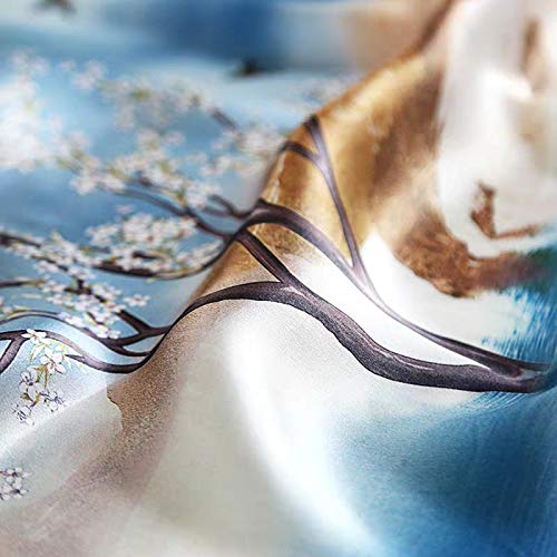 ANDANTINO 100% Mulberry Silk Scarf -21” Square Neckerchief with Gift Packed - color: Flower&tree