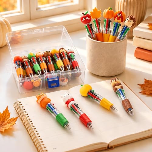 24PCS Thanksgiving Pens Fun Cute Autumn 4-in-1 Multicolor Gift Pens - style: Thanksgiving-24pcs