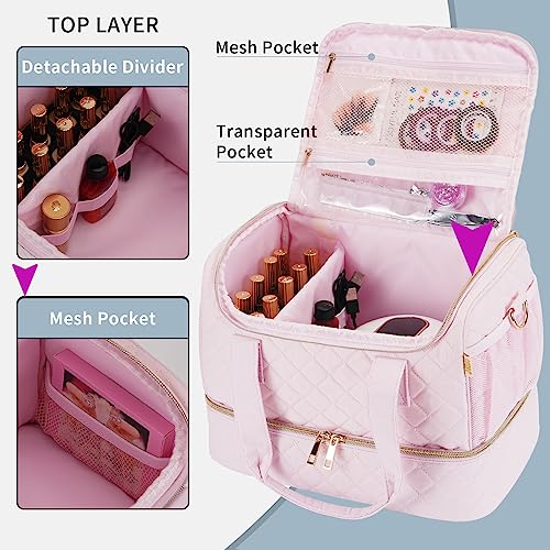 GR69N Nail Polish Organizer,Travel Nail Bag Organizer Case - color: Light Pink