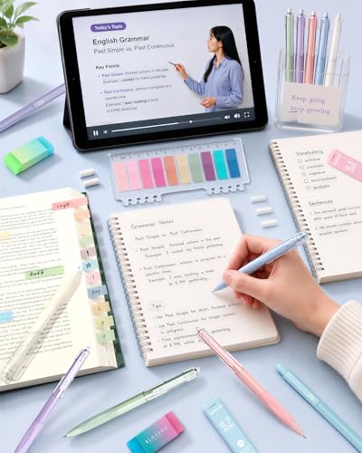XKDOUS Mechanical Pencil Set, Cute Aesthetic School Supplies Stationery - color: Multicolor