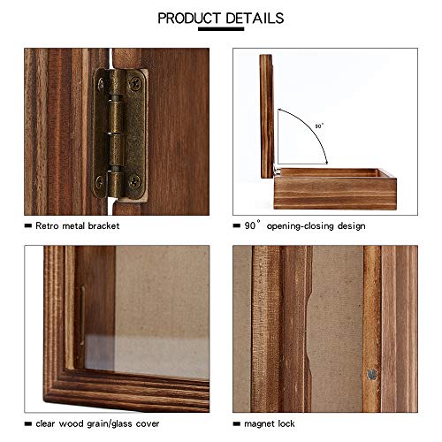 Freezing point Shadow Box Frame 8x8 Shadow Boxes Display Case with Linen Back Memorabilia Awards Medals Bouquet Photos Picture Badge Wedding Memory Box for Keepsakes Carbonized Small Pin Board - color: Carbonized, size: 8×8