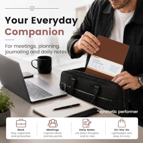 CAGIE College Ruled Journal for Men & Women, Softcover A5 Leather Notebook - color: Brown, size: 1 Pack