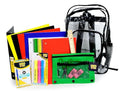 School Supply Boxes | 17" (Black or Clear) Backpack Bundle for (Elementary, Intermediate, or High School) - color: Clear, style: High School Case (6 Pack)