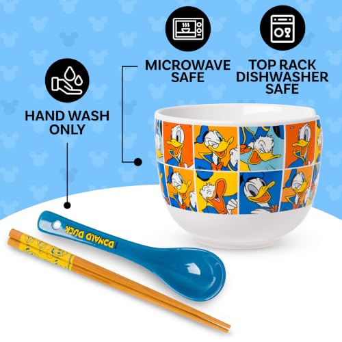 Silver Buffalo Disney Donald Duck, Ramen Bowl with Chopsticks, 20oz - color: Donald Duck Spoon, size: 20 Ounces (With Spoon)