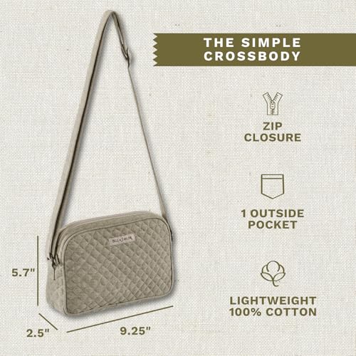 Bella Taylor Simple Crossbody, Quilted Handbag for Women - color: Khaki Chambray