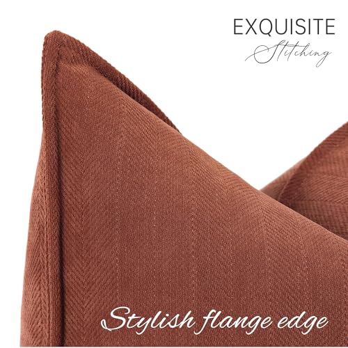 ZWJD Rust Throw Pillow Covers 18x18 Set of 2 Chenille Fall Pillow Covers with Elegant Design Soft and Luxurious Decorative Throw Pillows for Couch, Bed, and Home Decor - color: Rust, size: 18" x 18" (Pack of 2)