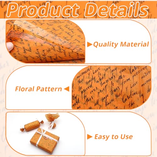 Benvo Big Tissue Paper 20x29 Inch - 20 Sheets Decoupage Craft Paper for Gift Wrapping, Letter DIY Art Projects, Spring Wedding, Birthday & Baby Shower Decorations(Style P) - color: Orange Letter