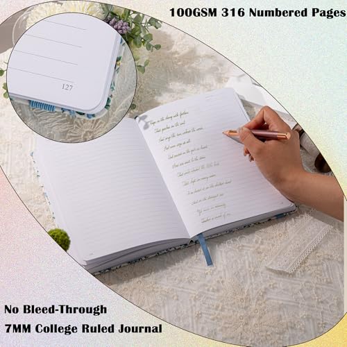 TIEFOSSI Lined Journal for Women, A5 College Ruled Notebook for Writing - color: Blue, size: Lined