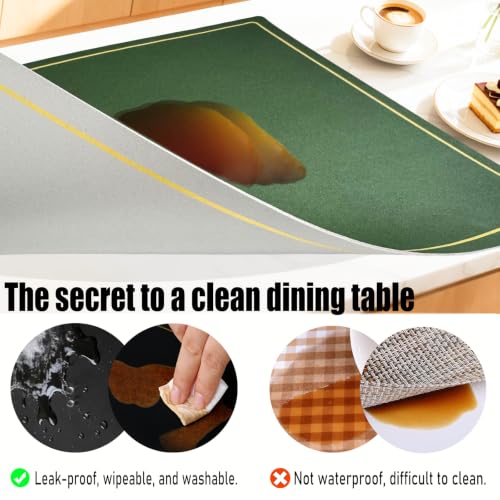 Faux Leather Placemats Set of 6, 11.8"x17.7", Green & Gray - color: Green & Gray, size: Set of 6