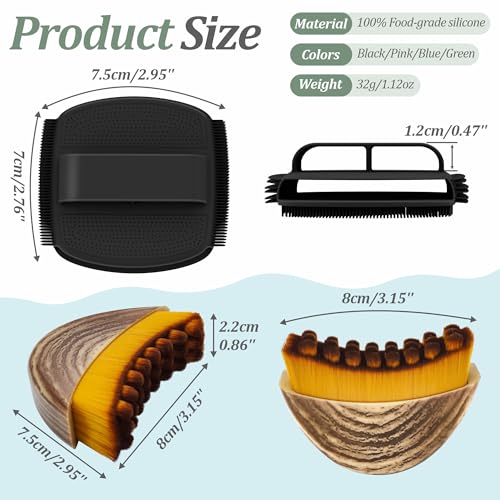 Silicone Face Scrubber & Lymphatic Contour Face Brush Set, Soft Facial Brush with Unique Side-Bristle for Gentle Exfoliating & Deep Cleansing, Lymphatic Drainage Massager for Sculpting(Black) - color: Black Set
