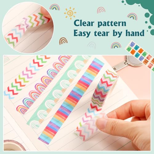 TaoBary 33 Rolls Washi Tape Set, 15mm Holiday Seasonal,Rainbow Style - style: Rainbow Style
