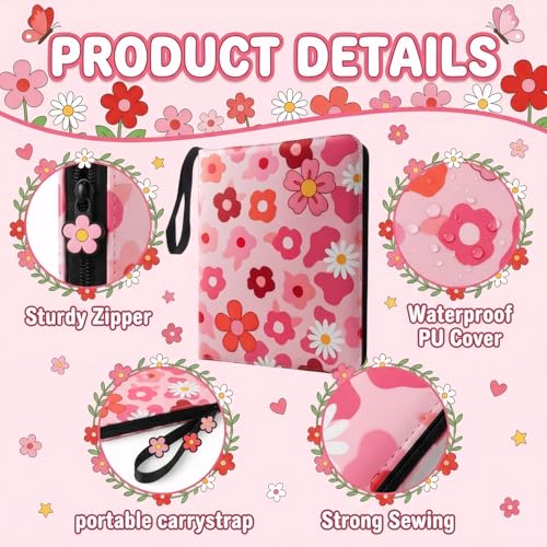 Card Binder 9 Pocket, Pink Cute 70s, 900 Cards, PU Leather - color: Pink Cute 70s