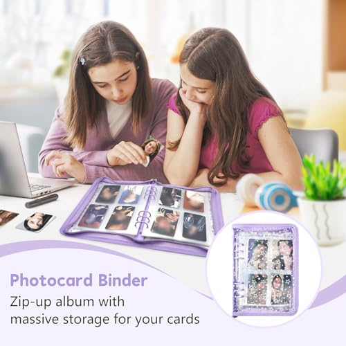 A5 Photocard Binder Holder Photo Card Storage Book 320 Pocket,Purple - color: purple