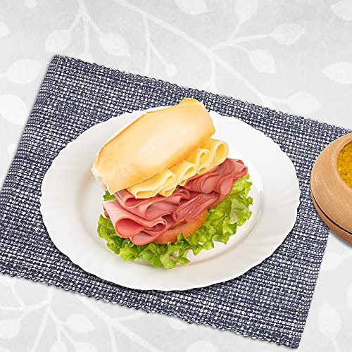 Urban Villa Two Tone Placemat Cotton Tablemat 14x20 (Set of 6) Blue White - color: Blue/White, size: 14" x 20"