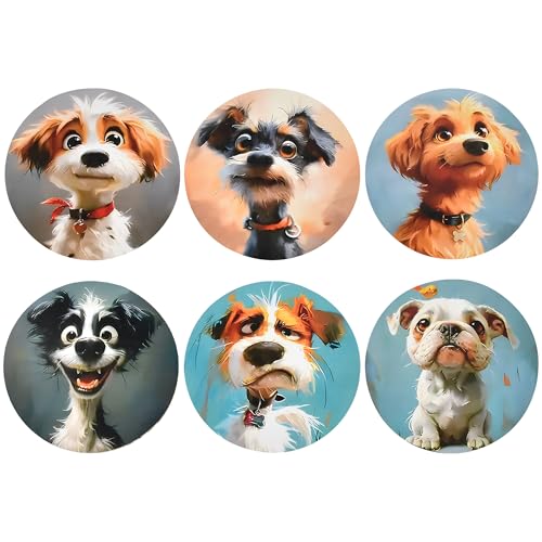 Bar Coaster Set, Drink Coaster for Home Decor, Wood Coffee Coasters 6Pack (Dog) - color: Dog