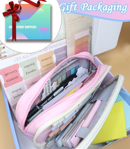 Bible Study Supplies Journaling Kit With Tabs, Highlighter, Notebook and Pen Case - Annotation Kit, Study Group Essentials Accessories Set for Women, Students, Beginner Christian Gifts