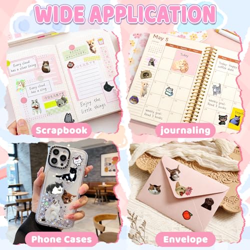 800+ Cat Sticker Book, 30 Sheets Meme Stickers for Scrapbook Journal - color: Ak
