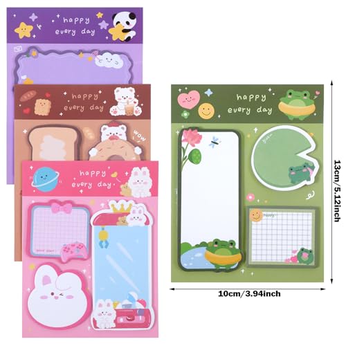WLLHYF 4 Pack Cute Sticky Notes 240 Sheets Sticky Notes Page Markers Flags