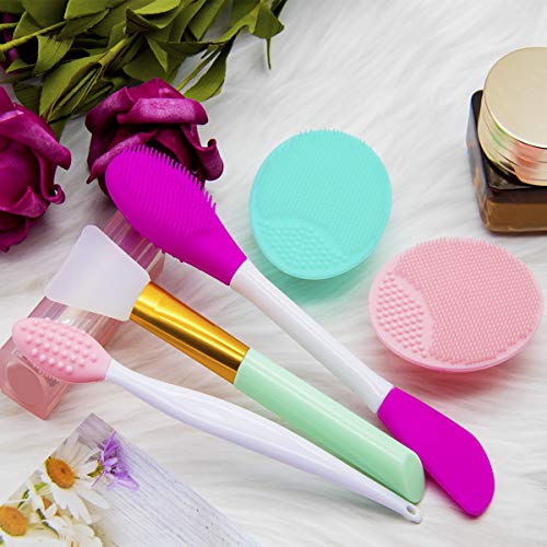 5PCS Silicone Scrubber Set, Lip Scrub Brush, Silicone Face Cleansing Brush, Face Applicator Tool and 2PCS Exfoliating Brushes for Men Women - style: style 1