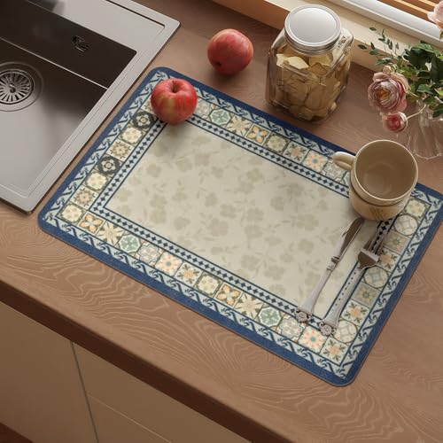 Vinyl Placemats Set of 6-12x17 Inch - Heat Resistant Washable Place Mats Waterproof Non-Slip Wipeable Table Mats for Dining Table Decor, Indoor/Outdoor Plastic Mat - color: Boho