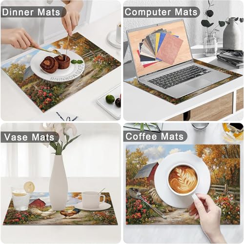 Farmhouse Rooster Placemats Set of 6, Farm Chicken Place Mats, Rustic Farm Coop Waterproof Washable Table Mats for Home Party Indoor Kitchen Dining Table Decoration 12x18 Inch - color: Rooster, size: Set of 6