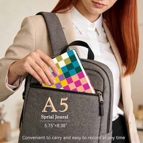 Lined Spiral Journal Notebook for Work A5, 160 Pages, Lattice - color: Checkered pattern 2