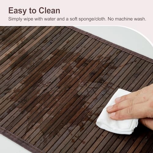 Bamboo Placemats Set of 6 with Fabric Border, Table Mats, Walnut - color: Walnut, size: Set of 6