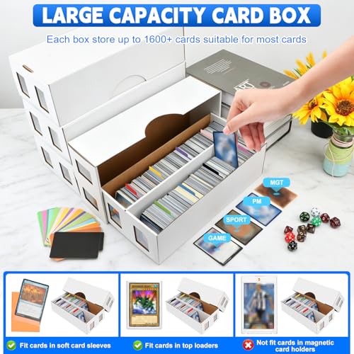 8 Pack Trading Card Storage Box, 13000+ Count Card Storage Box with 48 Card Dividers, Cardboard Card Storage Boxes Sports Card Cases Bulk Card Storage Box Trading Card Box for Basketball Sports Cards - size: 8 Set-2