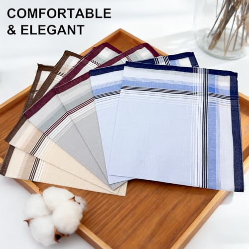 6 Pack Men's Cotton Handkerchiefs, 16x16 Inch, Checkered