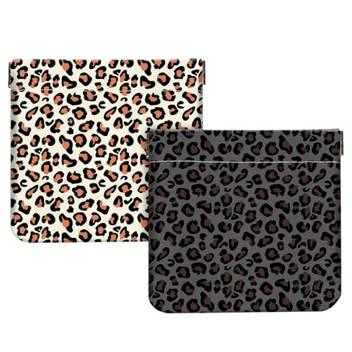 2Pcs PU Leather Small Squeeze Coin Purse Pouch Mini coin Bag Unique And Cute Wallet Cosmetic Bags Change Bag For Women Girls Men （Leopard Print D - color: Leopard Print D
